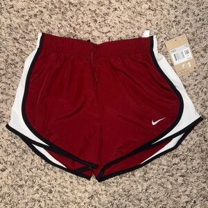 Nike Women's Burgundy and White Athletic Shorts